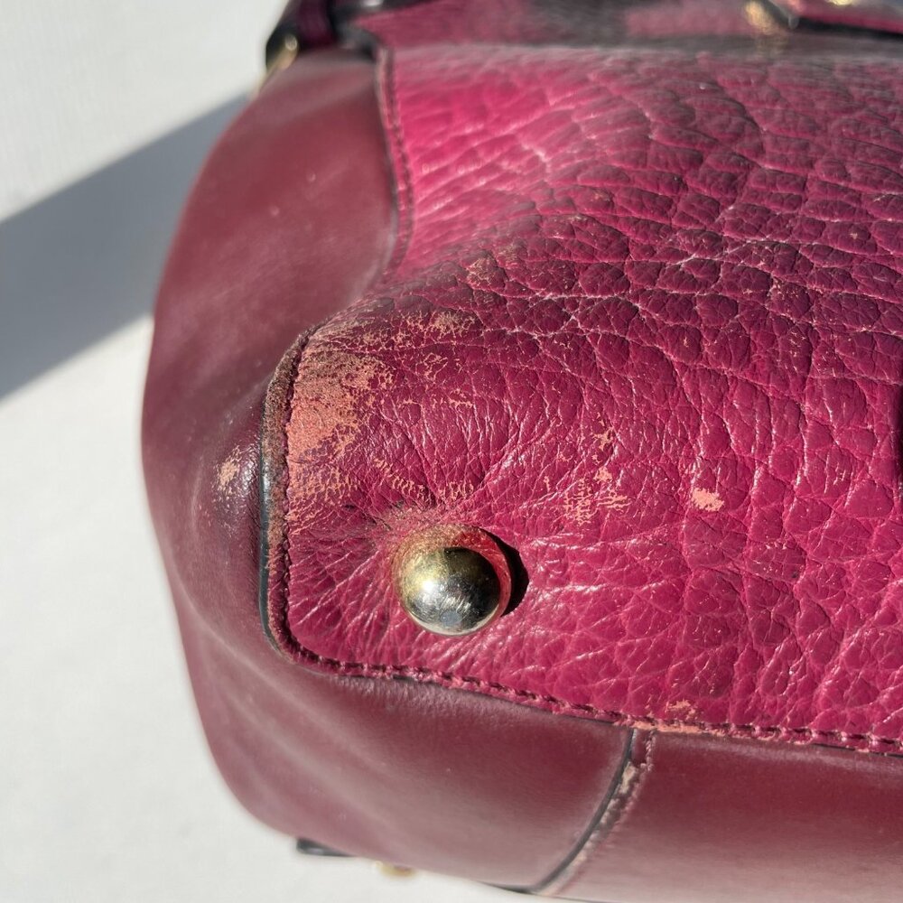 Burberry‎ Heritage Clarborough Tote Grain Smooth Calfskin Damson Magenta Bag - Picture 12 of 16